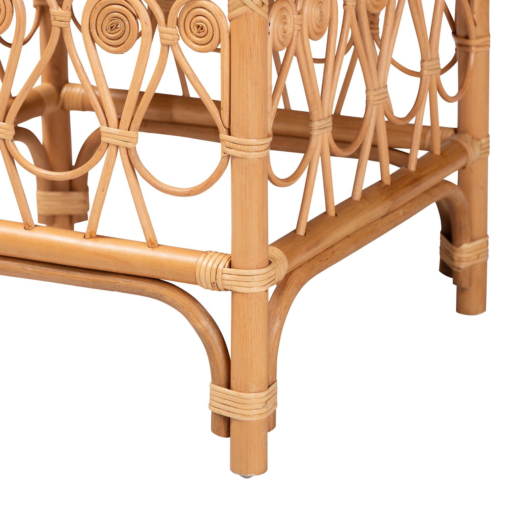 Ibiza Modern bohemian Natural Brown Rattan Footstool, , alternate image number 9