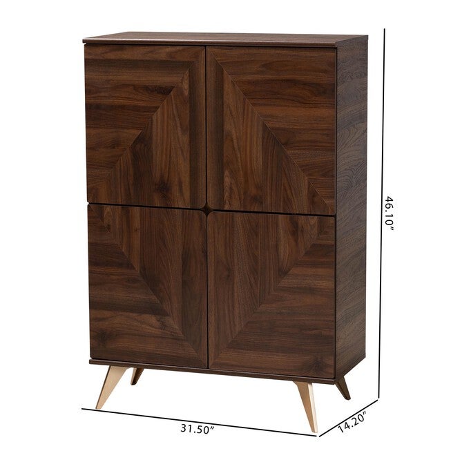 Graceland Mid-Century Modern Transitional Walnut Brown Finished Wood Shoe Cabinet, , alternate image number 10