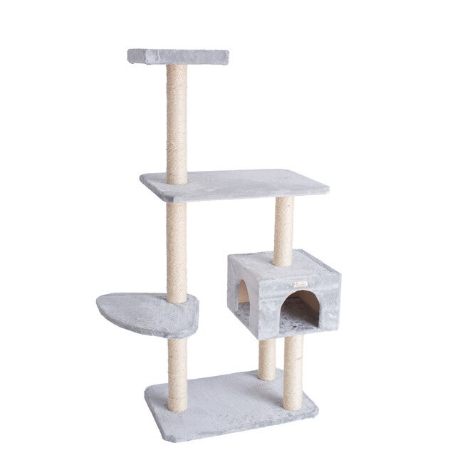 Gleepet 57 inches Real Wood Cat Tree With Condo And Perch, , alternate image number null