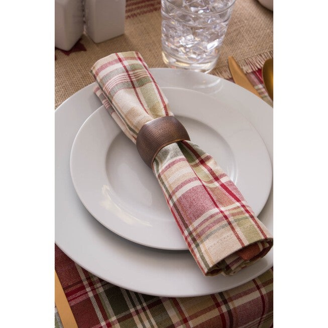 Give Thanks Plaid Napkin, Set of 6, , alternate image number null