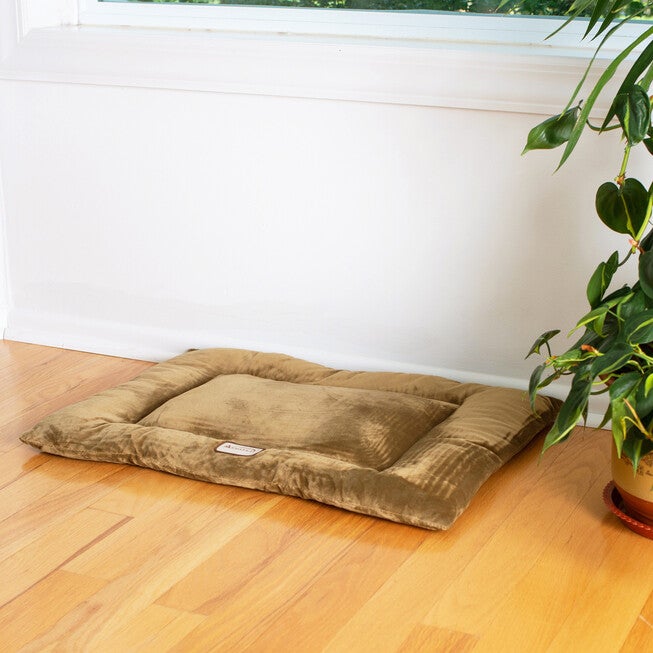 Pet Bed Mat, Dog Crate Soft Pad With Poly Fill Cushion, Medium Sage Green, , alternate image number 2
