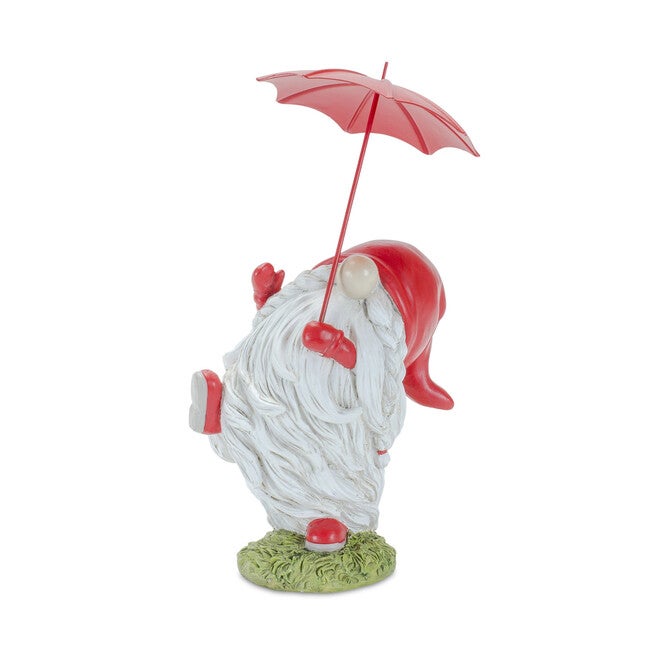 Whimsical Dancing Garden Gnome Figurine With Umbrella (Set Of 2), , alternate image number null