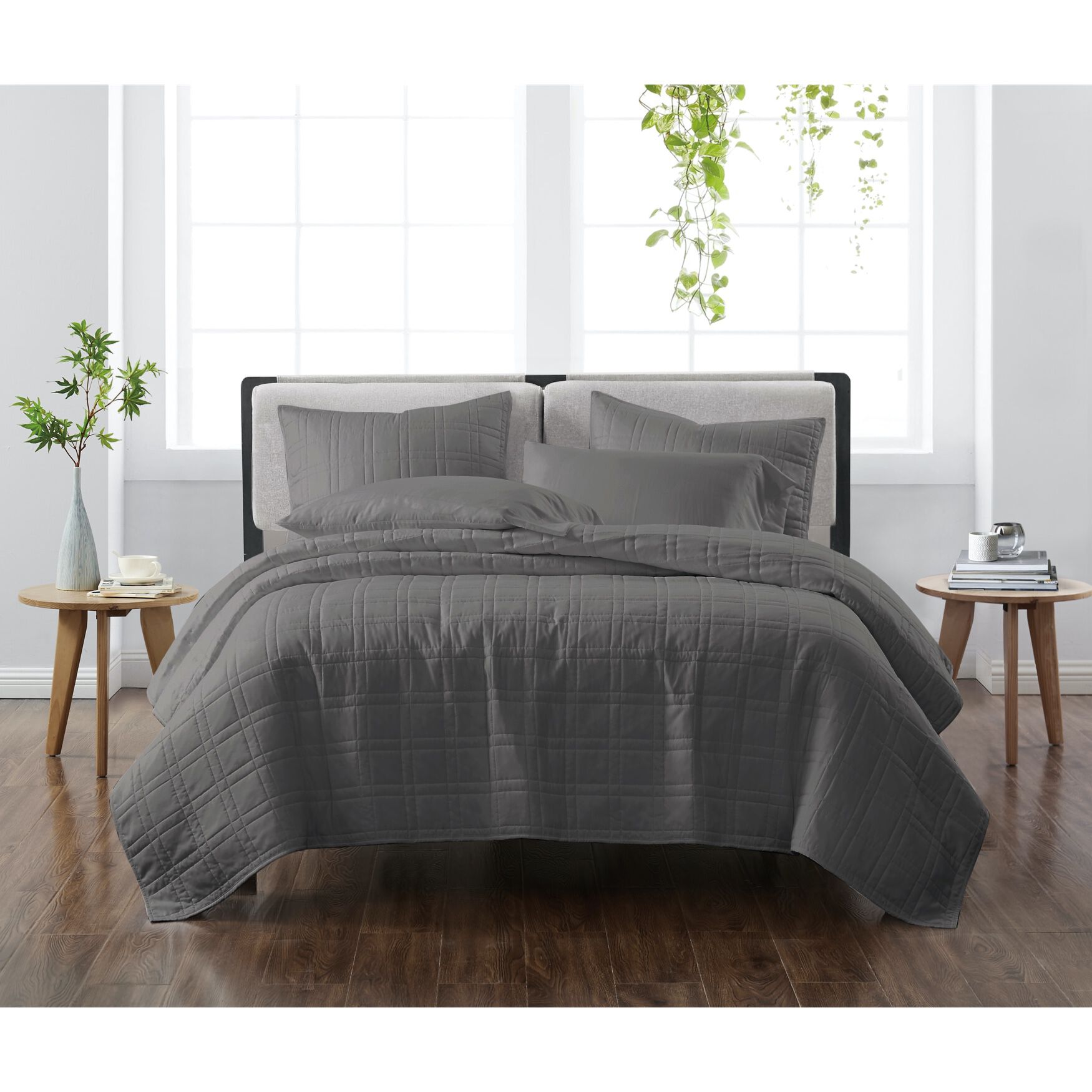 Heritage Solid Quilt Set, GREY, hi-res image number 0
