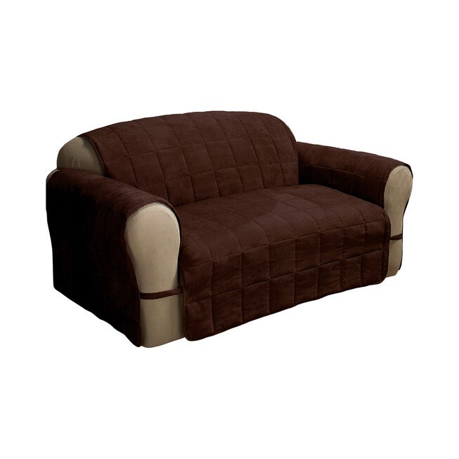 Ultimate Faux Suede Loveseat Furniture Slipcover, CHOCOLATE, hi-res image number 0
