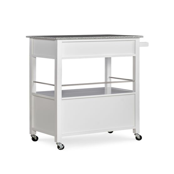 Cameron White Kitchen Cart With Granite Top, , on-hover image number null
