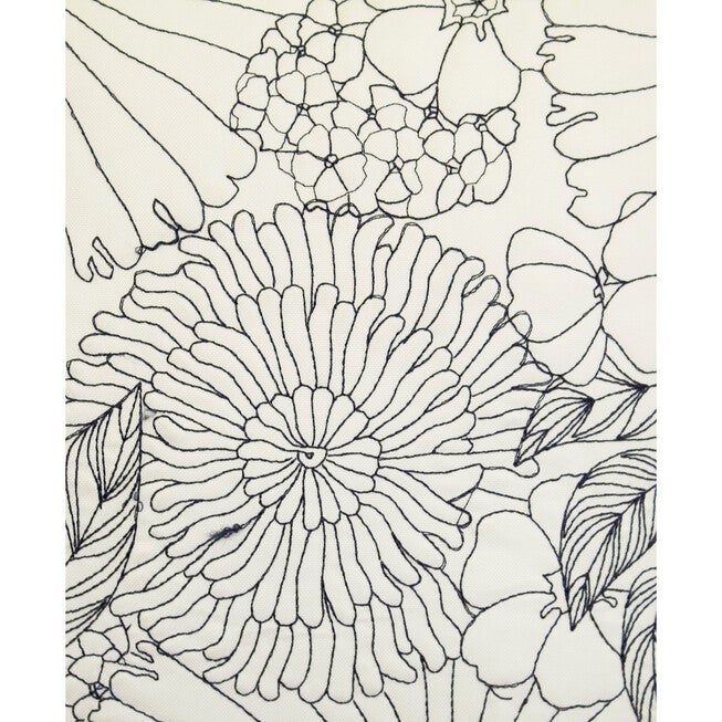 Fine Line Embroidered Floral 18x18 Indoor Outdoor Decorative Pillow, , alternate image number null