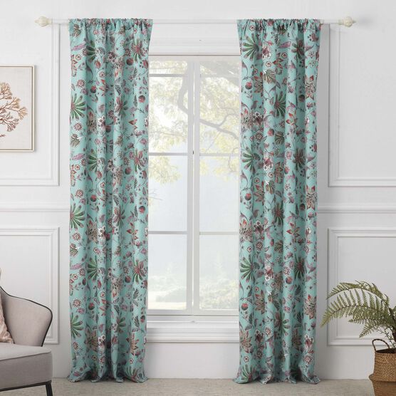 Audrey Turquoise Curtain Panel Pair, TURQUOISE, hi-res image number null