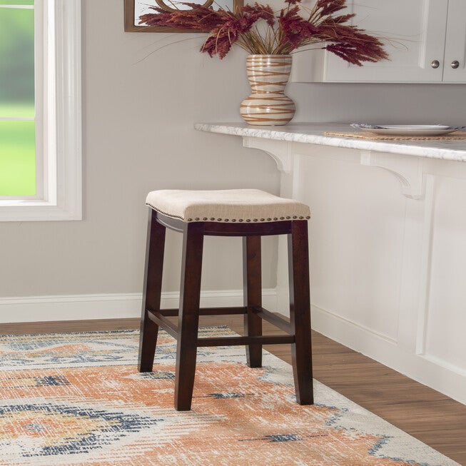 Claridge Linen Upholstered Seat Bar Stool, , alternate image number null