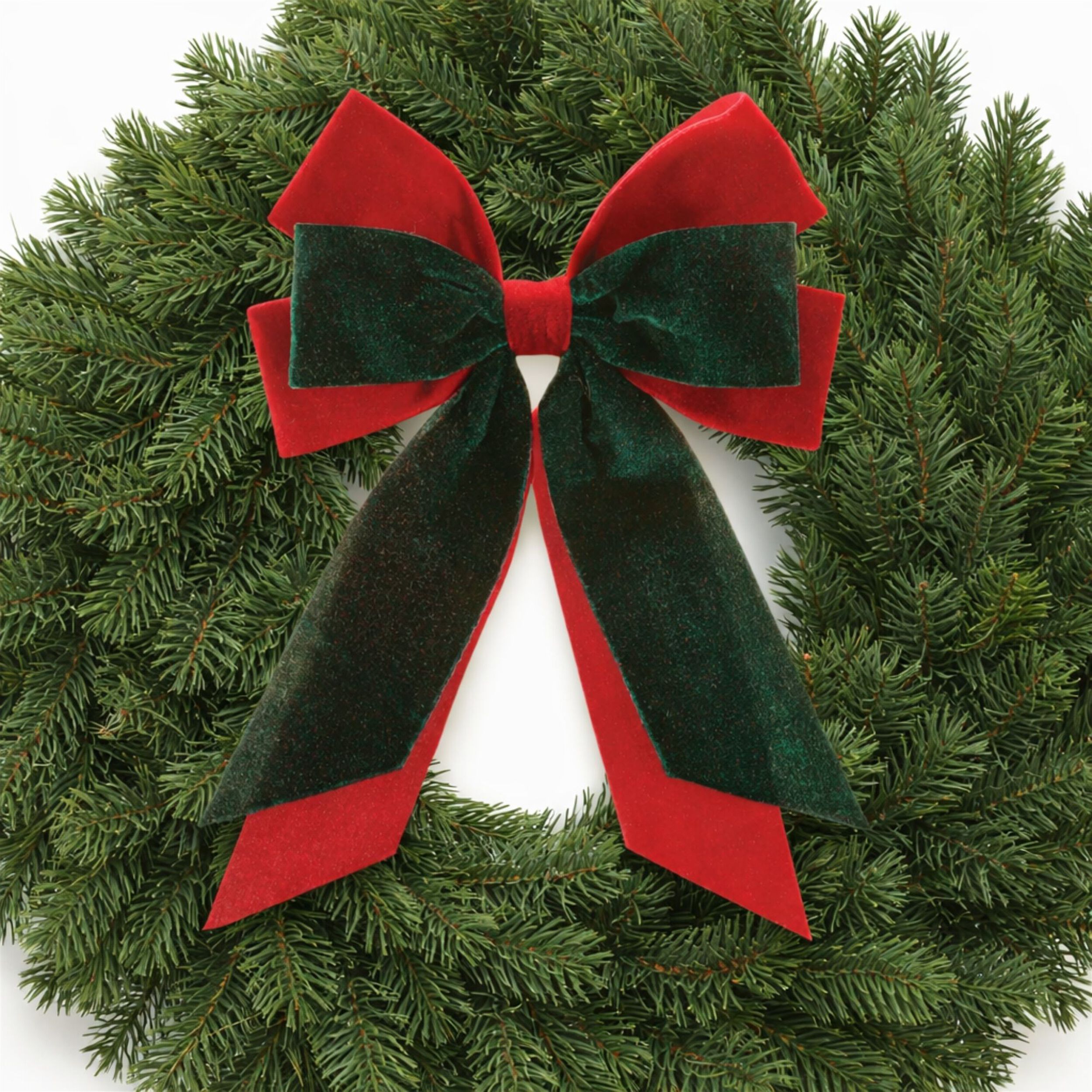 Double Bow Ornament (Set of 2), RED GREEN, alternate image number 1