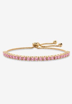 Gold-Plated Bolo Bracelet, Simulated Birthstone 9.25" Adjustable