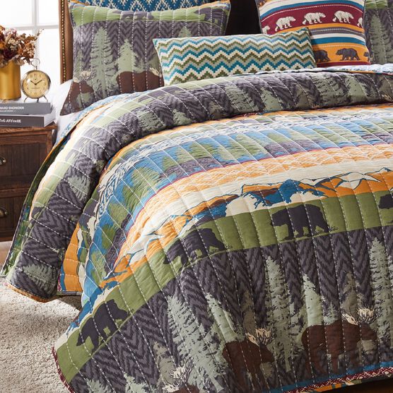 Black Bear Lodge Quilt And Decorative Pillow Set, , alternate image number null