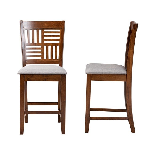 Deanna Modern Beige Fabric And Dark Brown Finished Wood 2-Piece Counter Stool Set, , alternate image number null