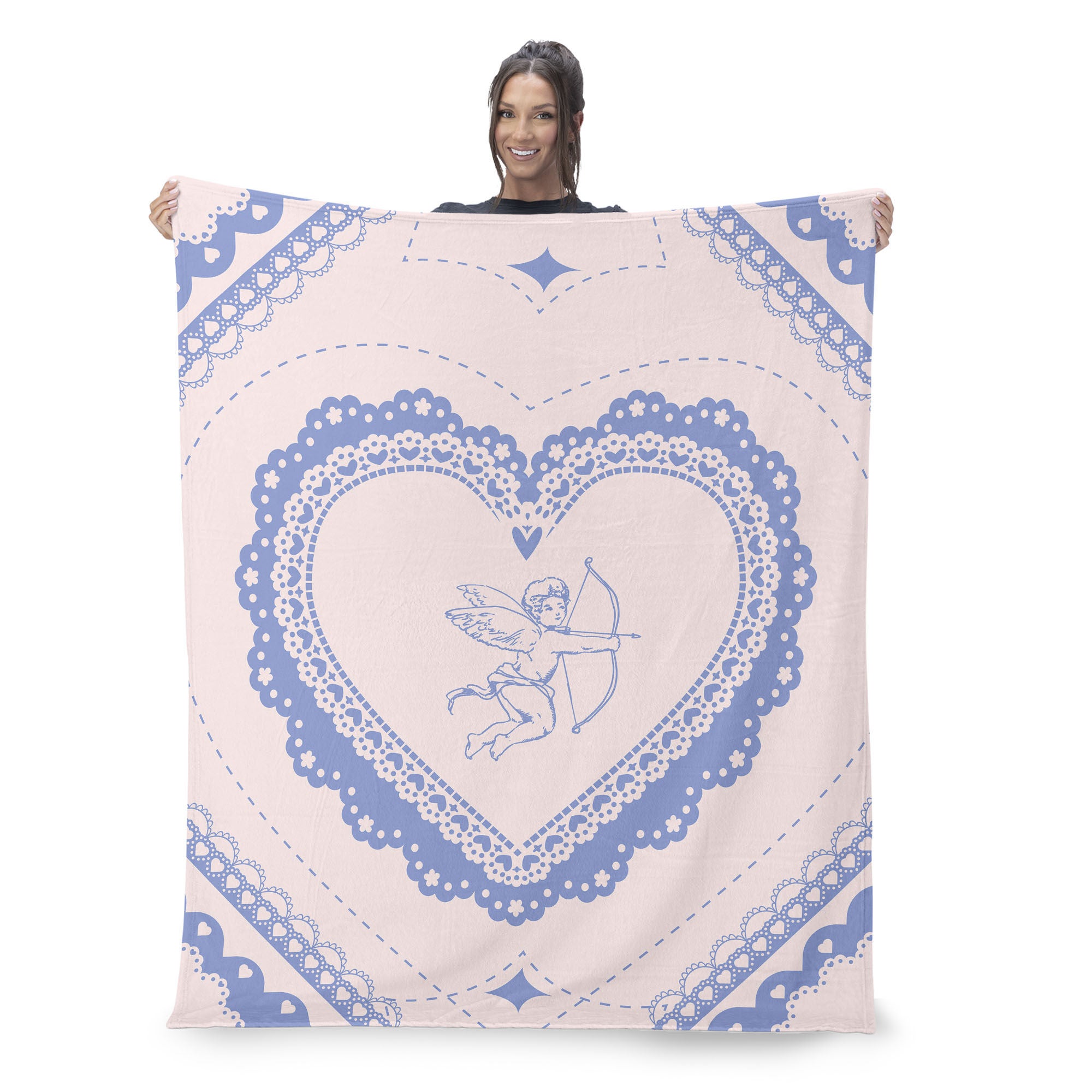Valentine's Day Vintage Hearts Silk Touch Throw Blanket 50x60 Inches, HEART THROW, on-hover image number 1