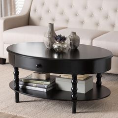 Malinda Classic Black Wood 1-Drawer Coffee Table with Spindle Legs