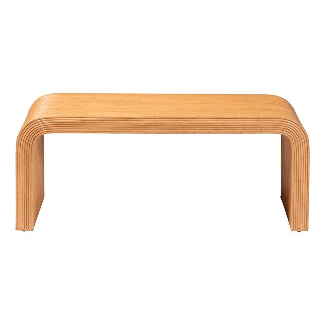 Guevara Bohemian Light Honey Fluted Rattan Coffee Table, LIGHT, alternate image number 2