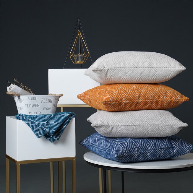 Diamond Geo Chenille Woven Jacquard Accent Pillow, , alternate image number null