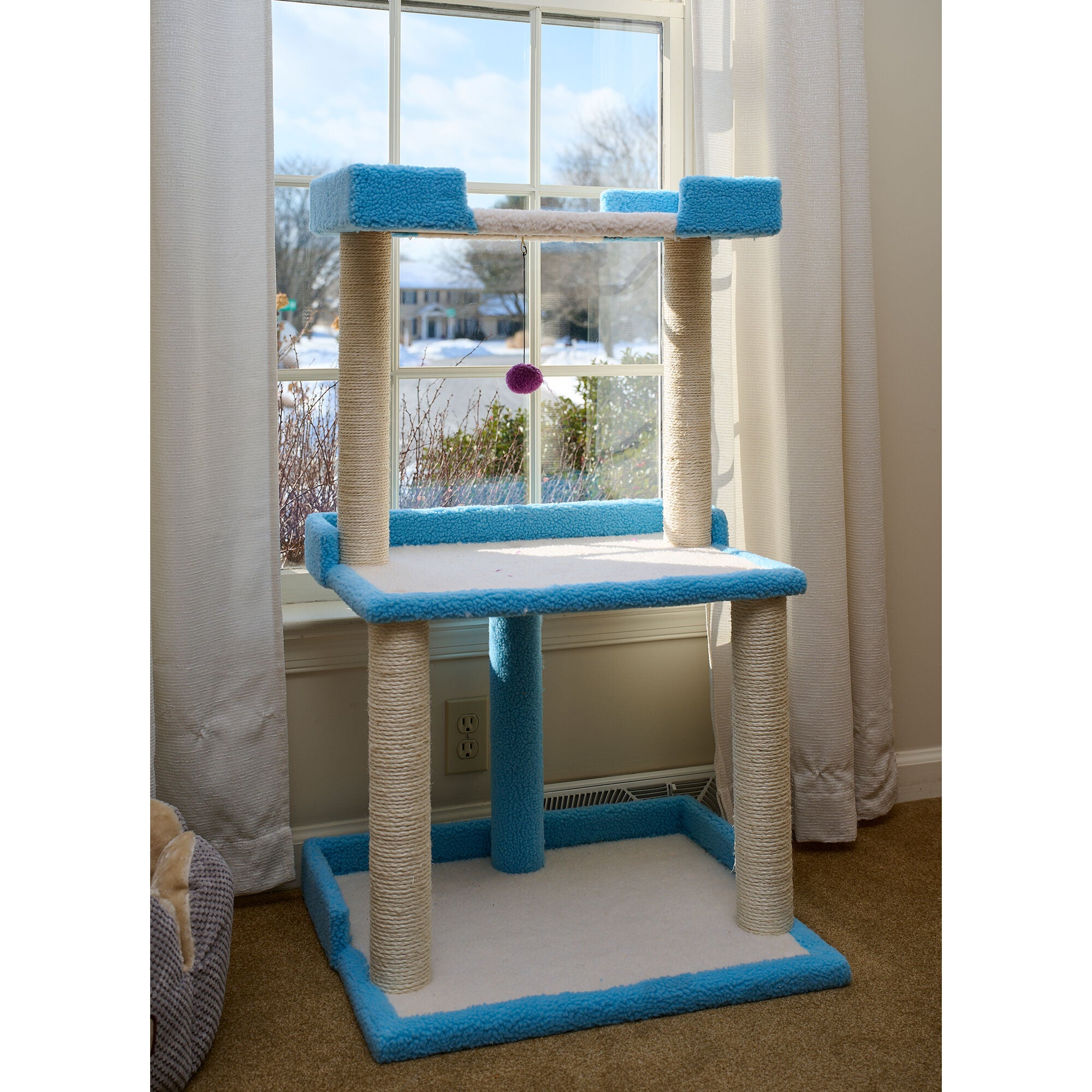 Armarkat Cat Tree for Large Cats: 41 inches Real Wood Tower with Scratching Posts And Perches, SKY BLUE, alternate image number 2