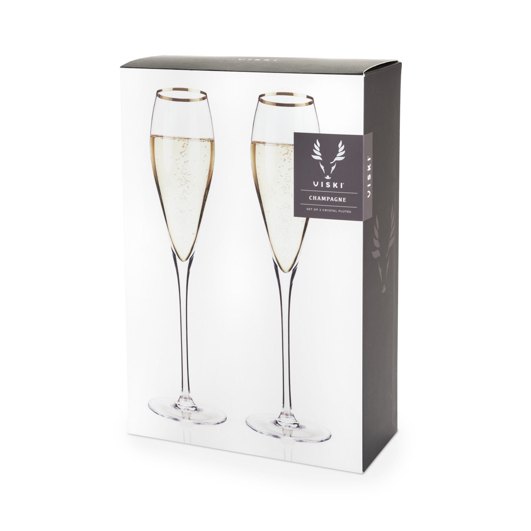 Gold-Rimmed Crystal Champagne Flutes, , alternate image number 4