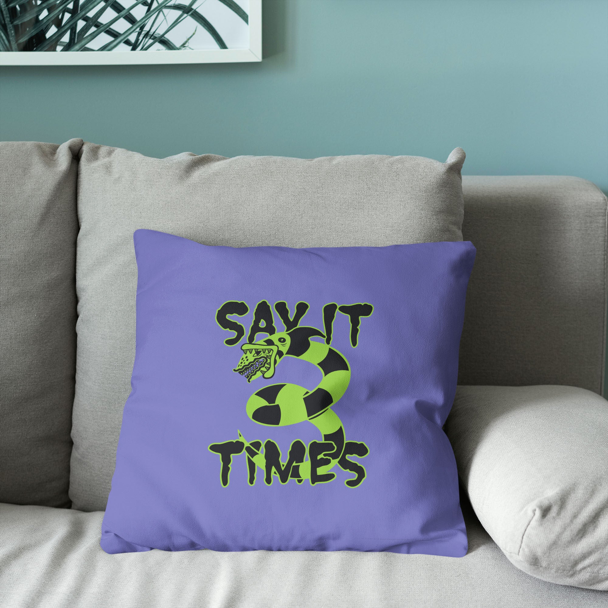 Warner Bros. Beetlejuice Three Times Throw Pillow 18X18 Inches, PURPLE, alternate image number 3