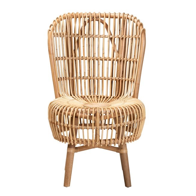 Nagoya Modern Bohemian Natural Rattan Tall Lounge Chair, , on-hover image number 1