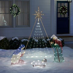 72" Pre-Lit Glitter Nativity Scene