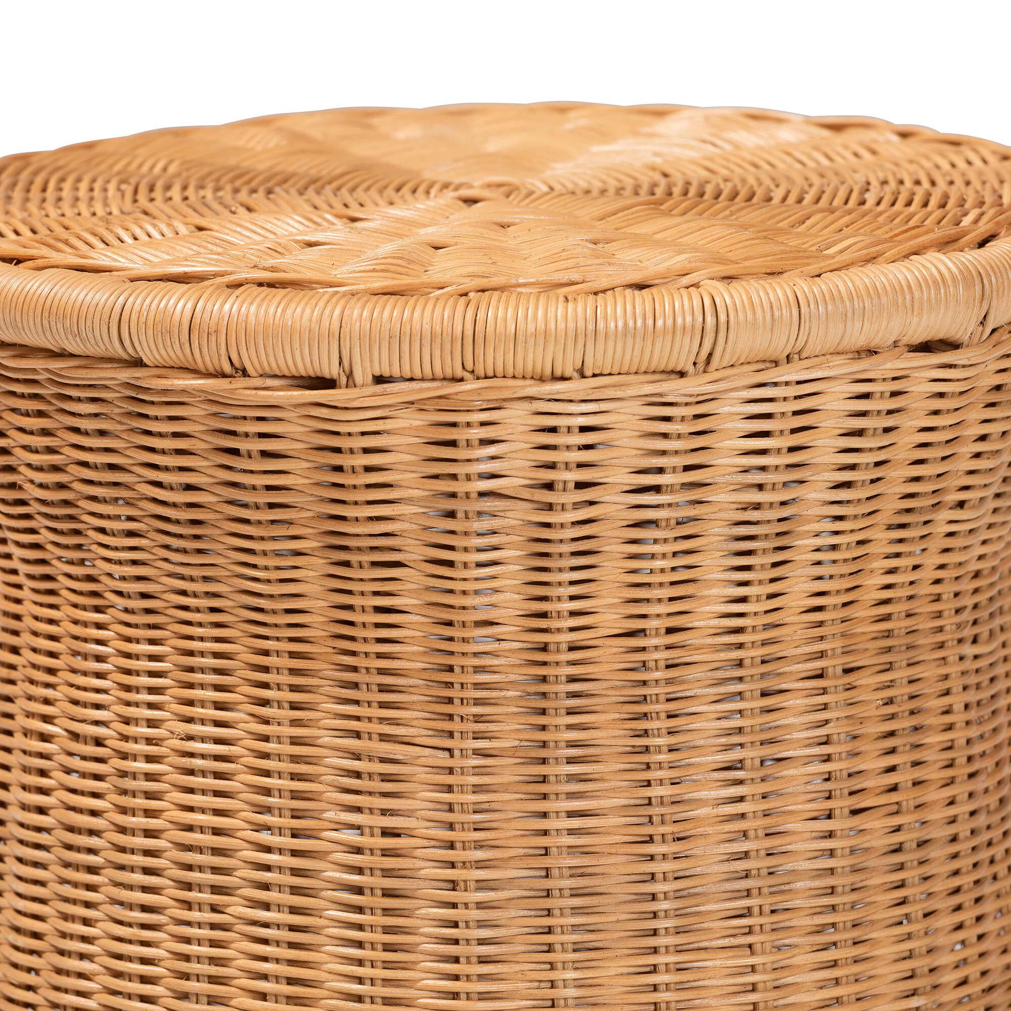 Caroline Round Natural Rattan End Table, LIGHT HONEY, alternate image number 2