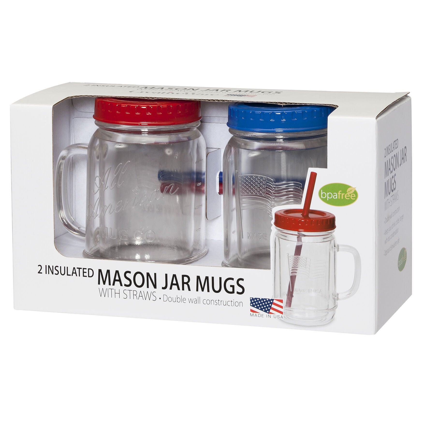 Creative Ware Set of Clear Mason Jar Mugs, CLEAR, hi-res image number 0