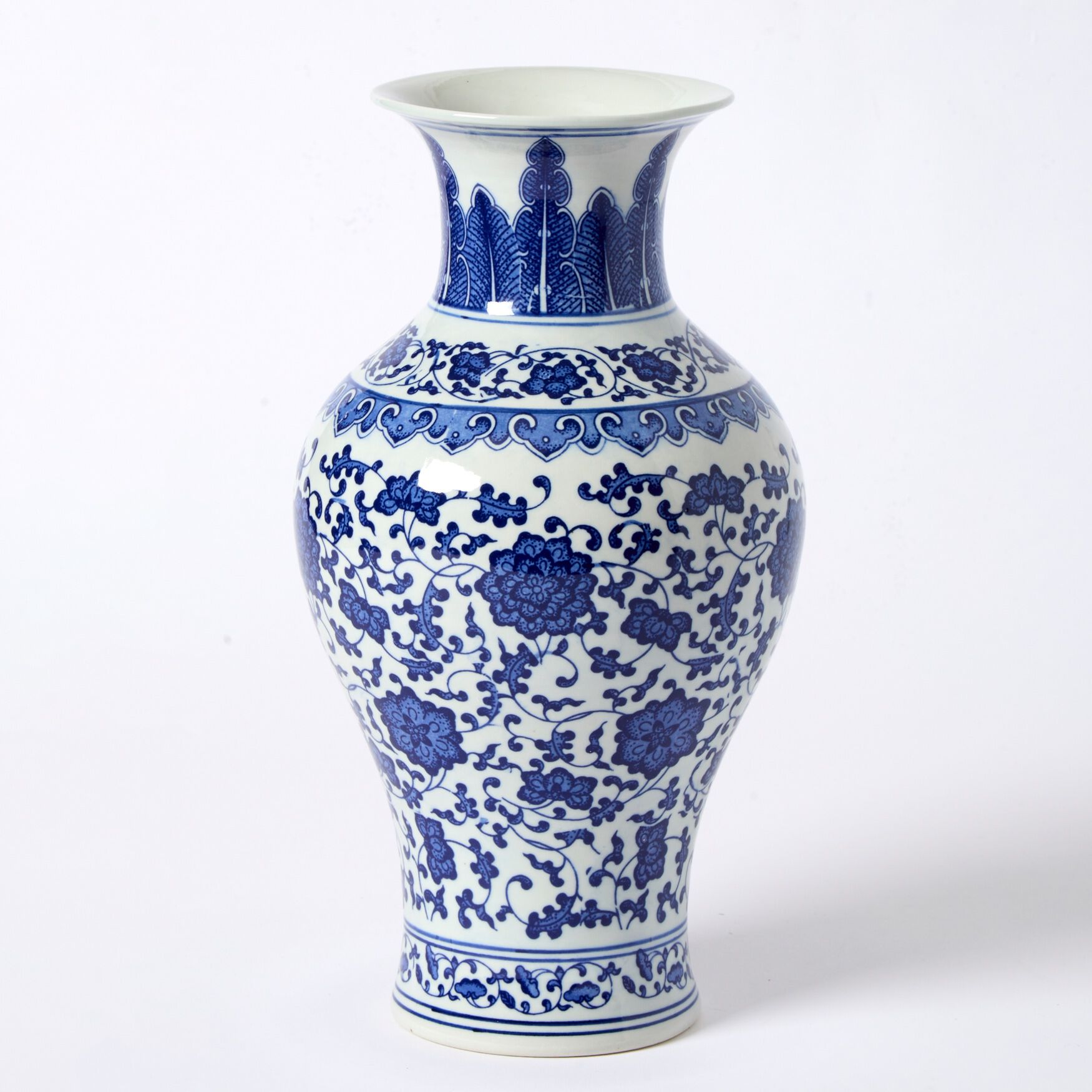 Blue Willow 13 inchesH Chinoiserie Vase, BLUE, on-hover image number 1