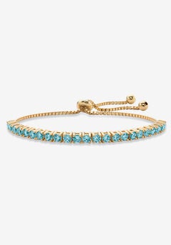 Gold-Plated Bolo Bracelet, Simulated Birthstone 9.25" Adjustable