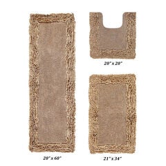Shaggy Border Bath Rug Mat, 3-Pc. Set