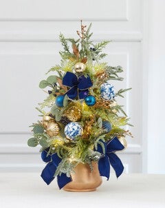 30" Pre-Lit Midnight Blue Urn Tree