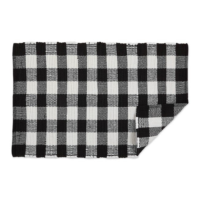 Black & White Buffalo Check Rag Rug 26X40, , on-hover image number 1