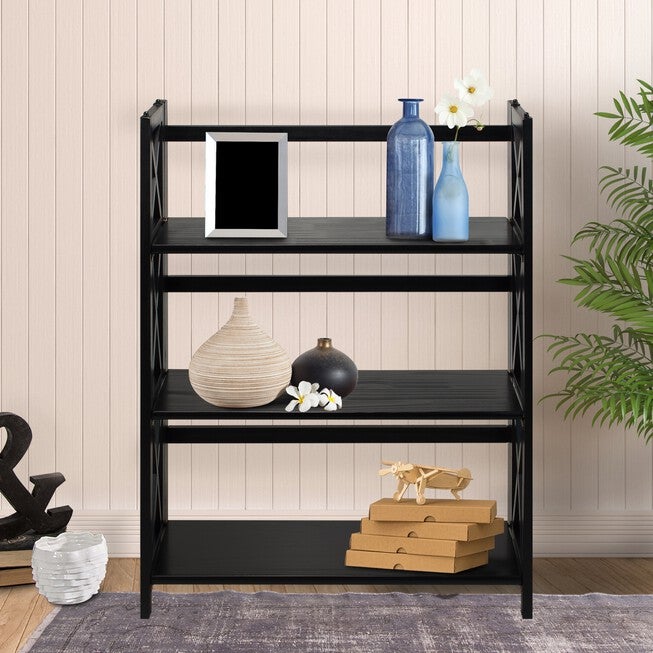 Montego 3-Shelf Folding Bookcase -Black, , alternate image number 8
