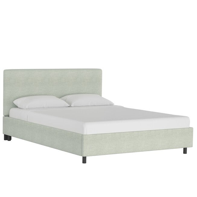 Linen Upholstered Platform Bed, LINEN BLUE BLUE, hi-res image number 0