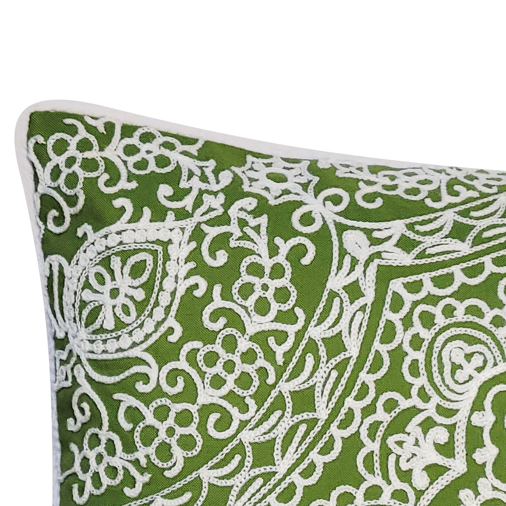 Indoor/Outdoor Arabasque Embroidered Decorative Throw Pillow 12X18, Black, , alternate image number 2