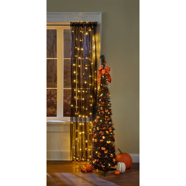 5' Pre-Lit Slim Halloween Pop-Up Tree, BLACK, hi-res image number null