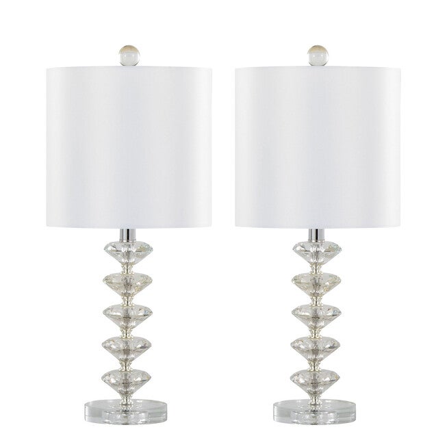 Diamond Stacked 23 inches Crystal Table Lamp - Set Of 2, , on-hover image number 1