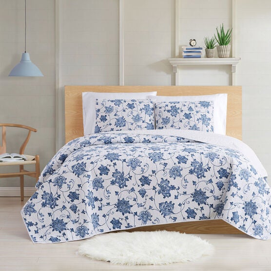 Cottage Classics Estate Bloom 2 Piece Quilt Set, BLUE, hi-res image number null