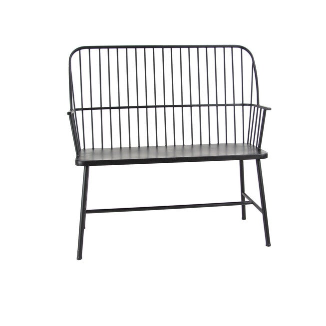 Black Metal Traditional Bench, BLACK, hi-res image number 0