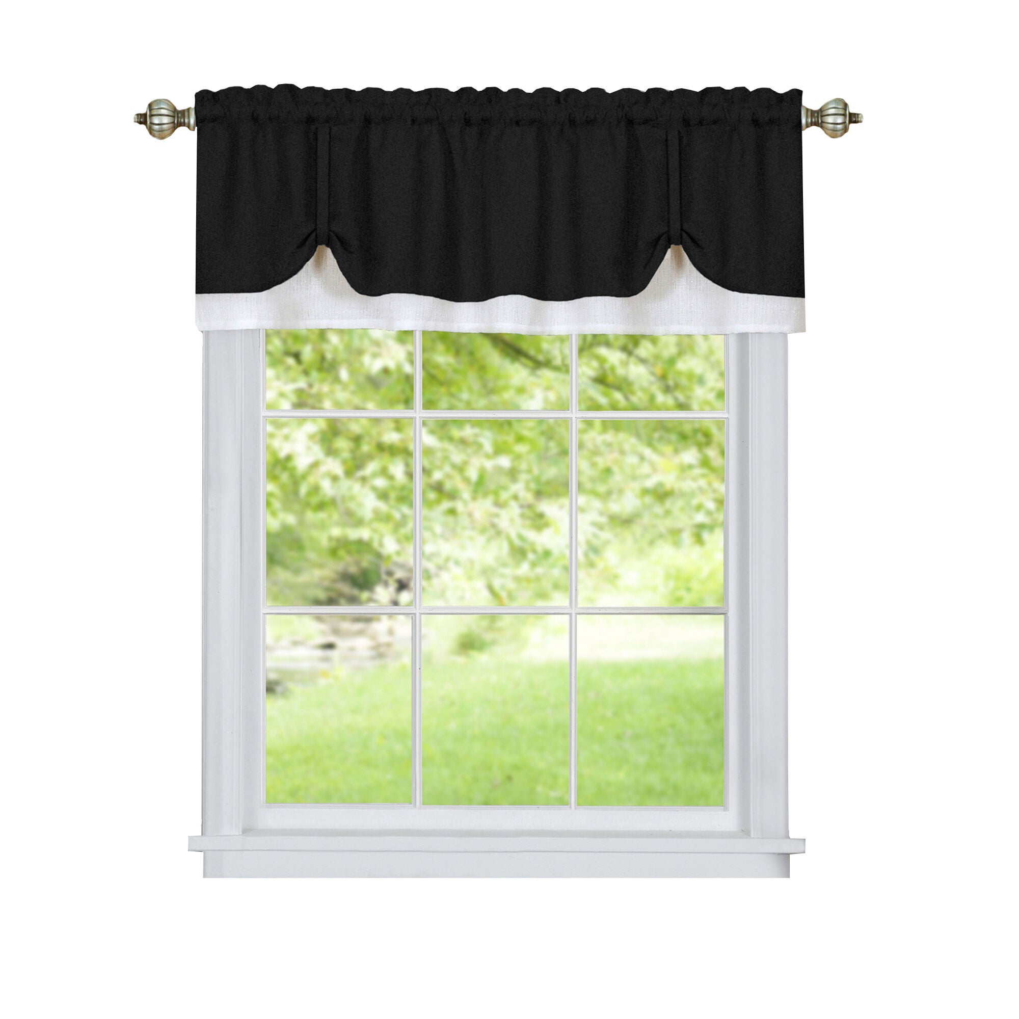 Darcy Window Curtain Valance, BLACK WHITE, alternate image number 1