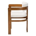 Cream boucle dining chair with wooden frame