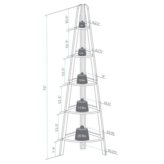 5-Shelf Corner Ladder Bookcase-Espresso, , alternate image number null