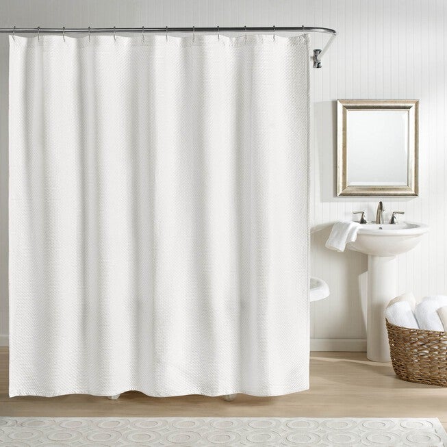 Sunset European Matelassé Shower Curtain, WHITE, hi-res image number null