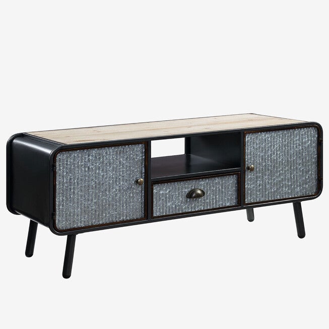 Entertainment Stand with 2 Doors & 1 Drawer, WASHED FIR, hi-res image number 0