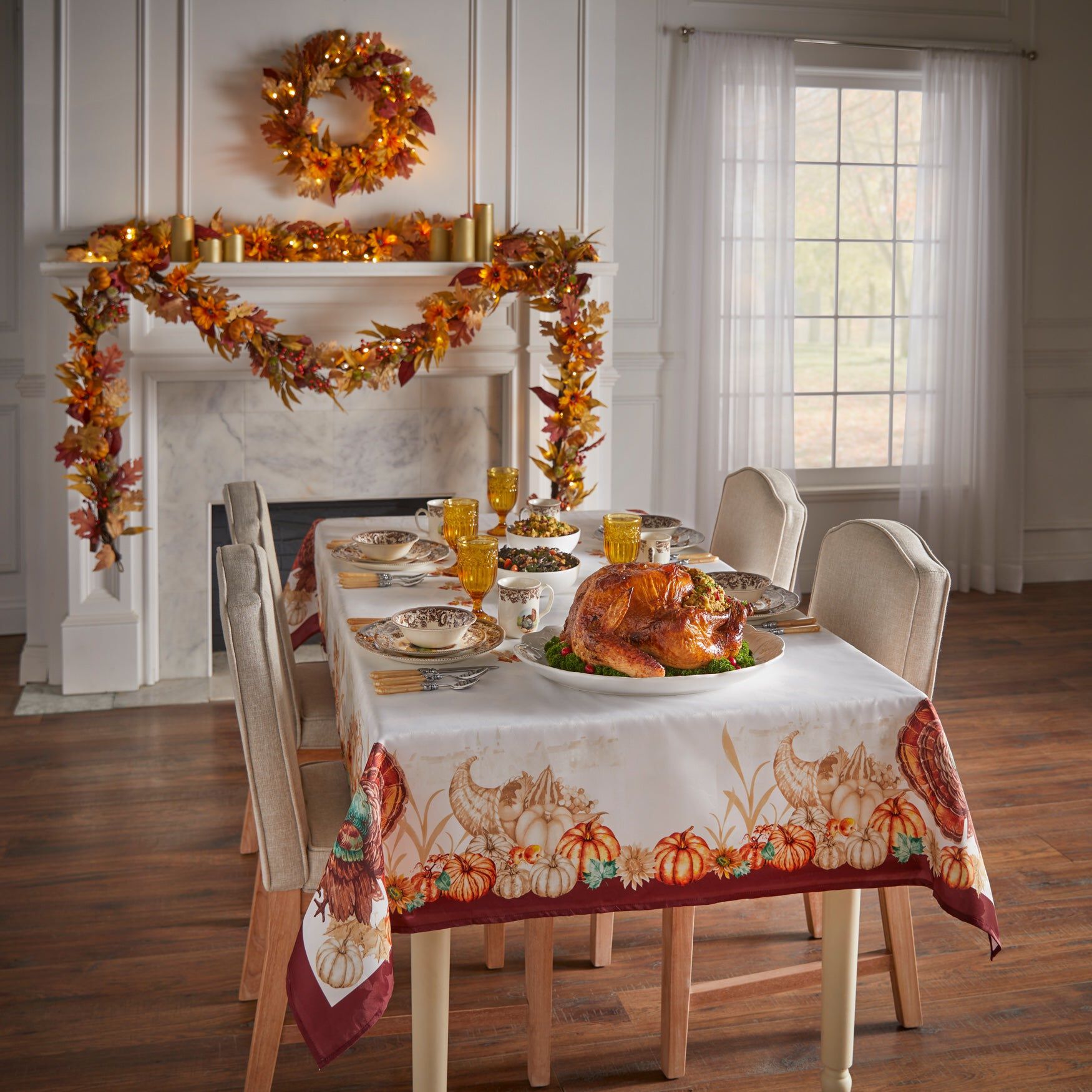 6-ft. Pre-lit Harvest Daisy Garland