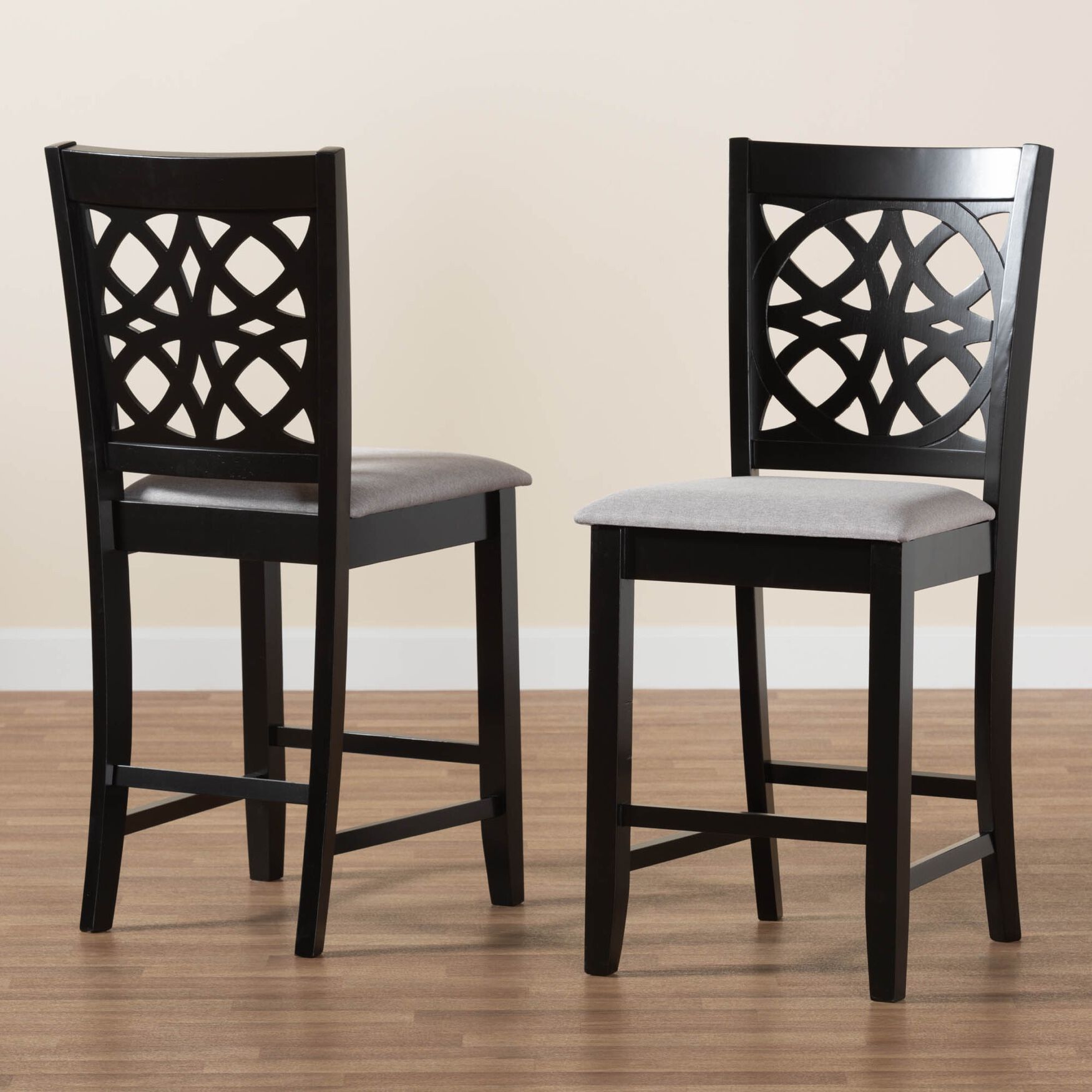 Abigail Modern Beige Fabric And Dark Brown Finished Wood 2-Piece Counter Stool Set, , alternate image number 13