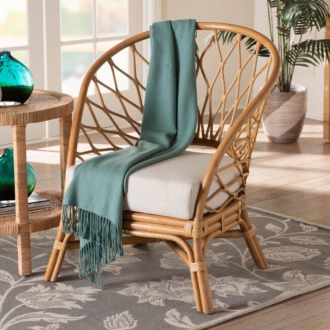 Emmeline Bohemian Honey Rattan Accent Chair, , alternate image number 6
