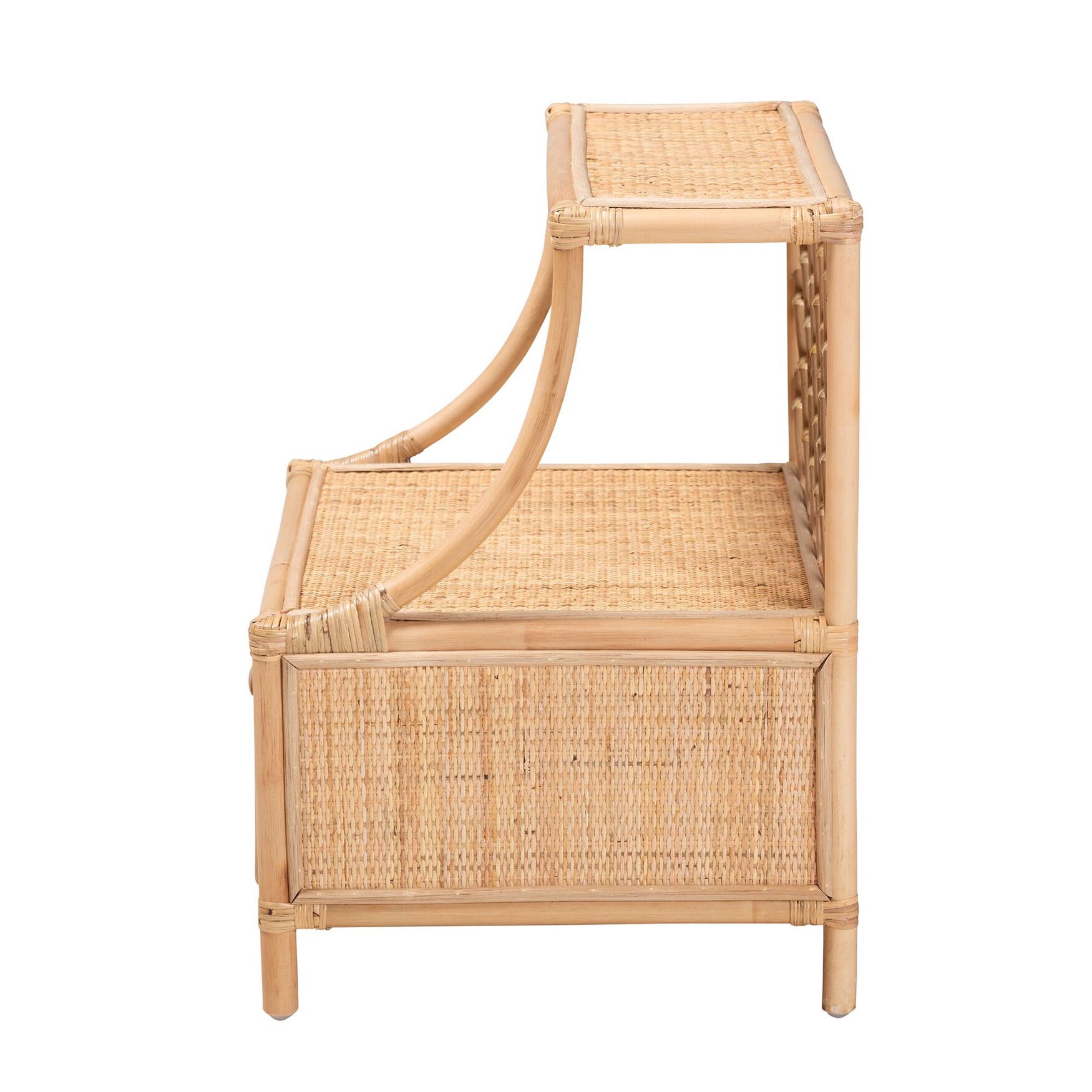 Lalo Modern Bohemian Natural Brown Rattan 1-Drawer Nightstand, , alternate image number 3