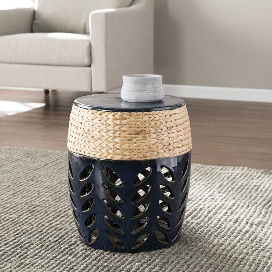 Nalissa Round Ceramic Accent Table, BLUE, hi-res image number null