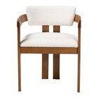 Cream boucle dining chair with wooden frame